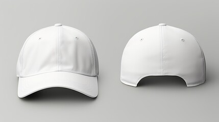 Blank White Baseball Caps Front and Back View, White Baseball Hats Isolated on grey Background, Unisex White Caps Isolated for Fashion Mockups,Mockup of White Cap, white baseball cap, easy to cut out