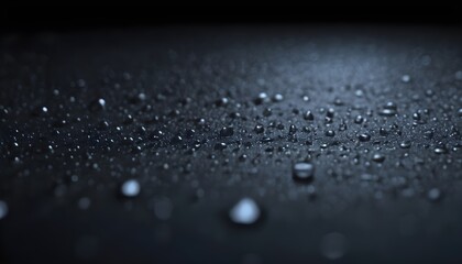 Raindrops on dark surface, macro