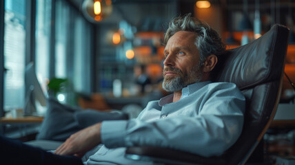 Obraz premium Male businessman resting in a chair