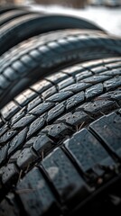 Car tires close-up on white background