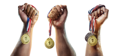 Medal for the first place on a transparent background illustration. Victory concept