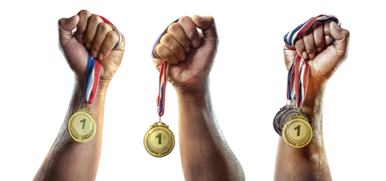 Medal for the first place on a transparent background illustration. Victory concept