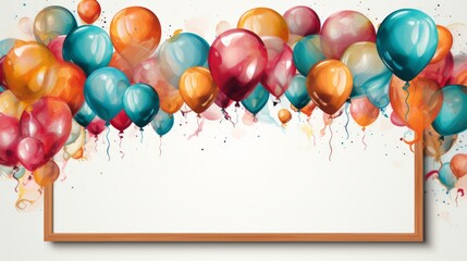 Digital Illustration Birthday Frame with Copy Space