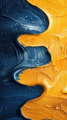 indigo and mustard abstract minimalist stories background, vertical curve wave