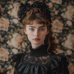 Victorian Era Inspired Portrait of a Young Woman with Vintage Fashion