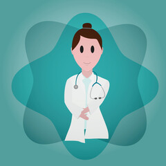 illustration of female doctor on color background