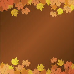 Naklejka na ściany i meble illustration of autumn leaves in color background, autumn
