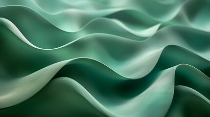 Obraz premium Abstract green 3D wavy background