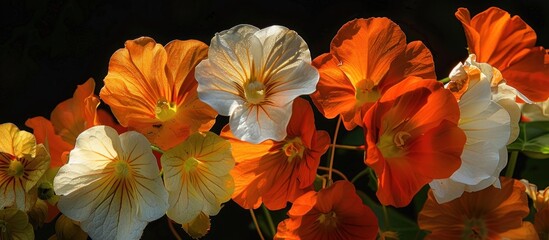 orange and white nasturtium flowers