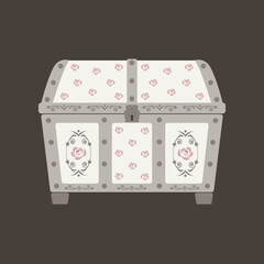 Treasure Chest money pink coin vector illustration cute baroque, shabby chic or classic style luxury interior cabinets vintage
