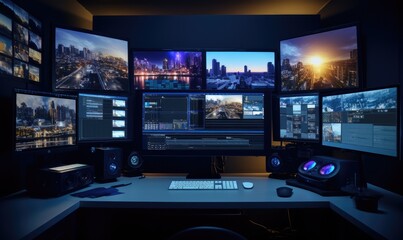 Shot of an amazing video editors studio