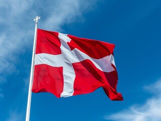 Danish Flag Against Clear Sky