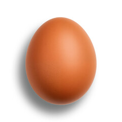 Brown egg isolated on transparent or white background, png