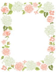 Vector Botanical Floral Rectangular Vertical Frame Illustration in Pastel Tones