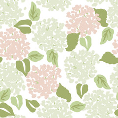 Vector Seamless Floral Pattern with Hydrangea Flowers in Pastel Colors