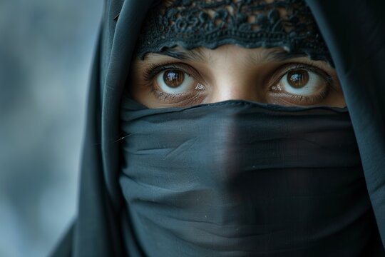 beautiful muslim woman wearing a traditional burka