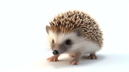 A charming 3D illustration of an adorable hedgehog isolated on a clean white background. With its endearing expression and detailed textures, this cute hedgehog will surely captivate any vie