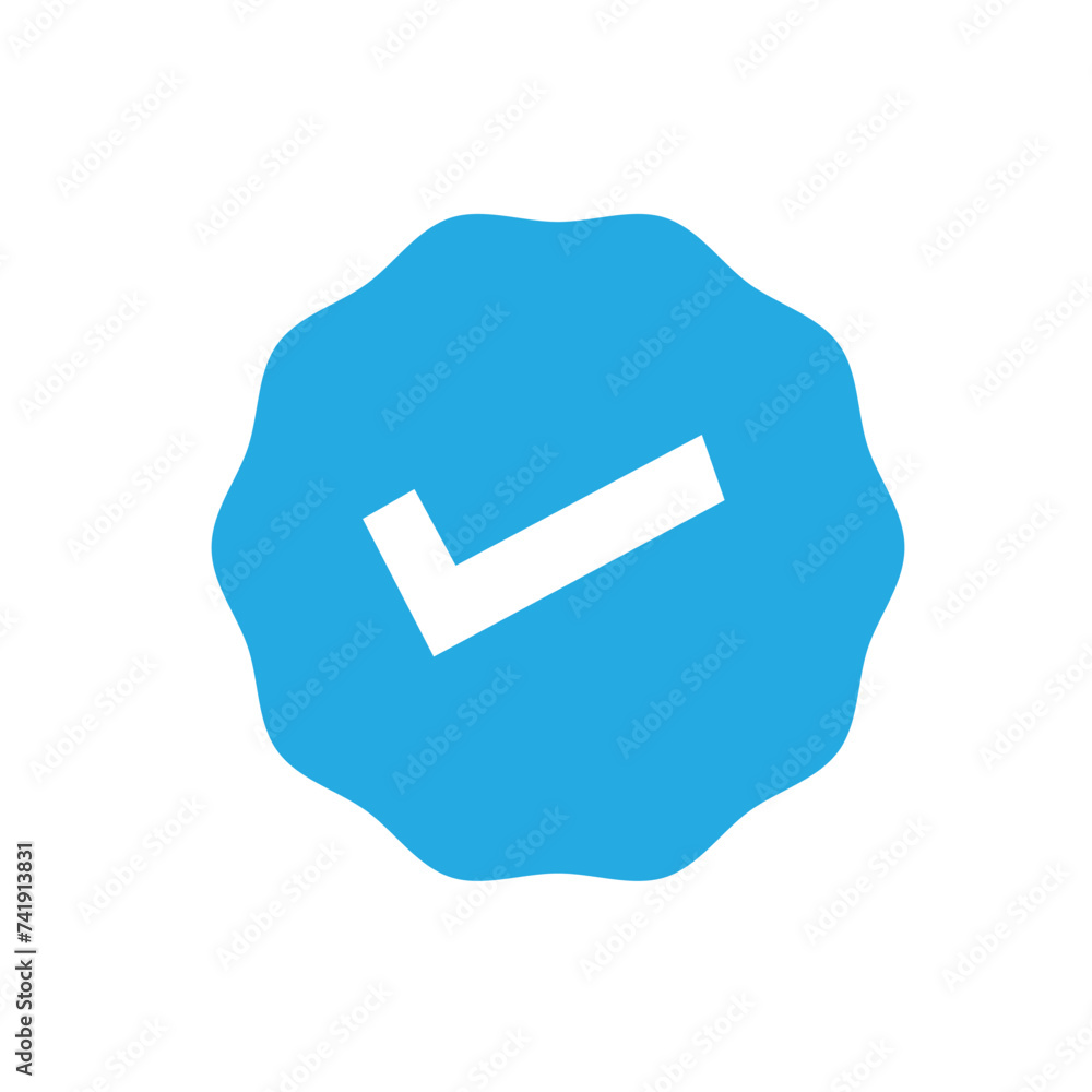 Poster approved icon. profile verification. accept badge. quality icon. check mark. sticker with tick. vect