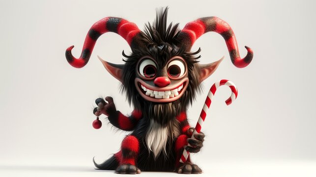 A charming 3D rendition of the Krampus, the mischievous Christmas creature with a playful twist. With its adorable design, this stock image captures the essence of the holiday folklore. Perf