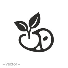 vegetarian food icon, meat of vegetable origin, steak of soy, flat symbol on white background - vector illustration