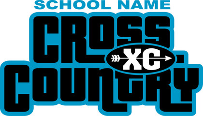 cross country team design with arrow for school, college or league sports