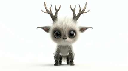 A delightful 3D rendering of a cute wendigo, showcasing its adorable features. Perfect for adding a touch of whimsy to your projects.