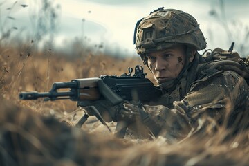 uniformed soldier deployed in a war zone on a mission