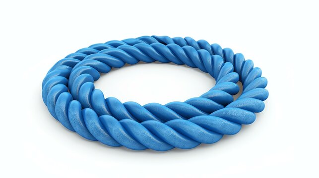 A vibrant, 3D rendered blue coiled rope icon that pops against a clean white background. Perfect for adding a touch of nautical or maritime theme to your designs.
