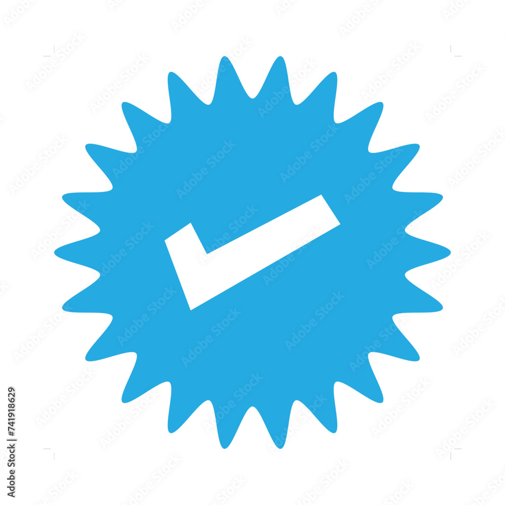 Poster approved icon. profile verification. accept badge. quality icon. check mark. sticker with tick. vect