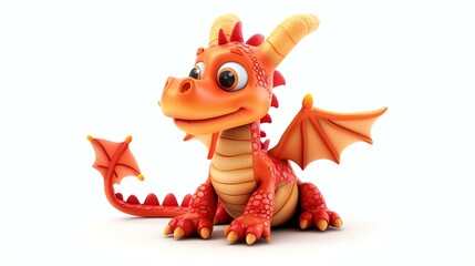 A delightful 3D representation of a cute dragon, exuding charm and playfulness. Perfect for adding a touch of whimsy to any project or design.