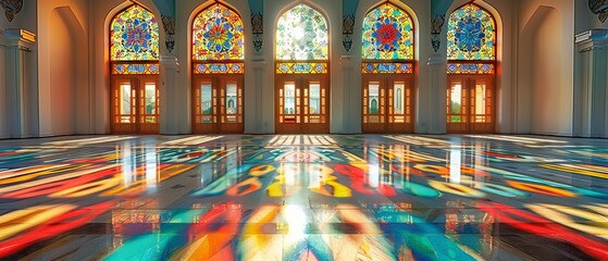 Obraz premium Arabic patterns adorning the walls of a mosque, representing the beauty and diversity of Islamic art during Ramadan