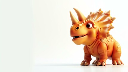 3D cute triceratops on a clean white background. This adorable dinosaur illustration is perfect for adding a touch of playfulness and nostalgia to any project.