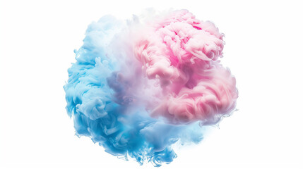 Enchanting Pink and Blue Gradient Cloud isolated on white Background.