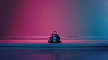 A captivating stock image featuring a service bell enveloped in a gentle, pink glow, evoking a warm and welcoming customer service ambiance.