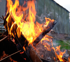 Wood burning on a garden fire