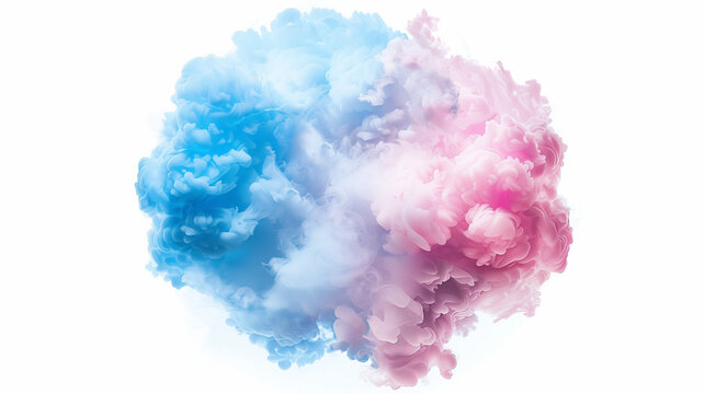 Abstract Pastel Pink and Blue Cloud, smoke isolated on white background.