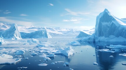 Generative AI Aerial view of Antarctic icebergs