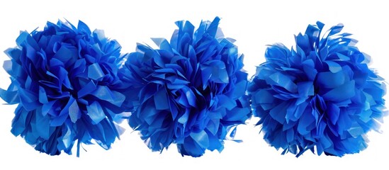 Blue Cheerleading Pompoms on white background - obrazy, fototapety, plakaty