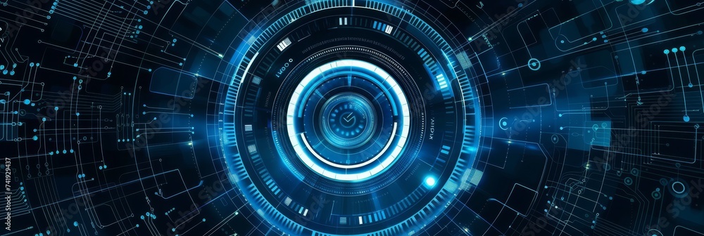 Aufkleber abstract 3d paper circle with circuit board futuristic tech design digital communication concept