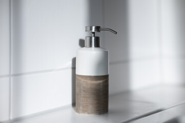 Сeramic container for liquid soap dispenser in the bathroom