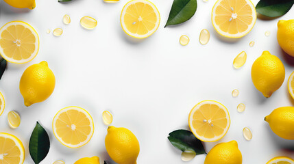 Background of fresh ripe lemon. Fruit pattern.