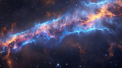 Blue glowing plasma force field in outer space universe with stars and nebulae background - obrazy, fototapety, plakaty