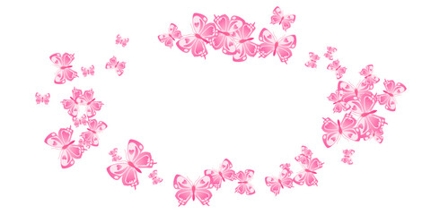 Fairy pink butterflies isolated vector illustration. Spring pretty insects. Detailed butterflies isolated kids background. Delicate wings moths patten. Garden creatures.