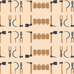 Gardening equipment tools icons Pattern background Vector