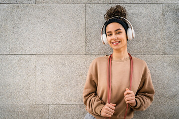 one woman young adult caucasian female with jumping rope training