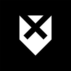 Letter X shield creative negative space logo