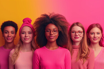 Real Friendship: Diverse Cultural Awareness with Three Friends Making a Stand Against Breast Cancer - Powered by Adobe