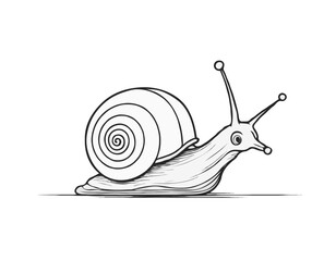 Hand drawn Kids drawing Cartoon Vector illustration snail icon Isolated on White Background
