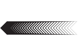 Black striped vector arrow on white background. Pointer. Design element. Vector background.