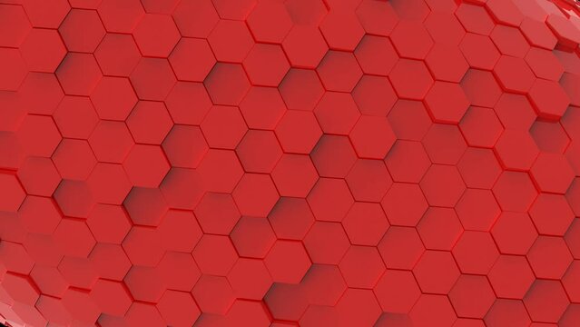Red Abstract Hexagonal Structure: Futuristic 3D Animation